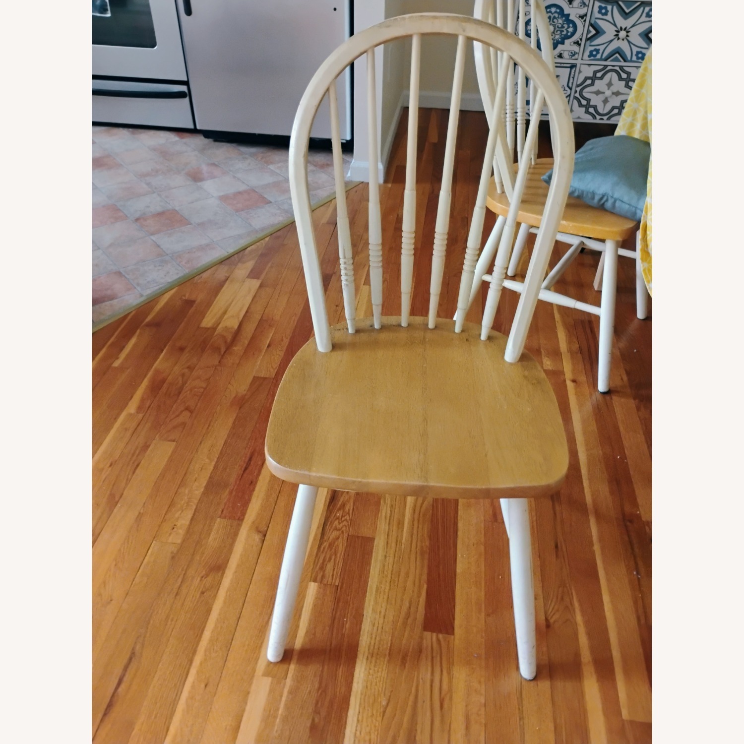 Vintage/Antique Finds White Wood Dining Chairs - image-3