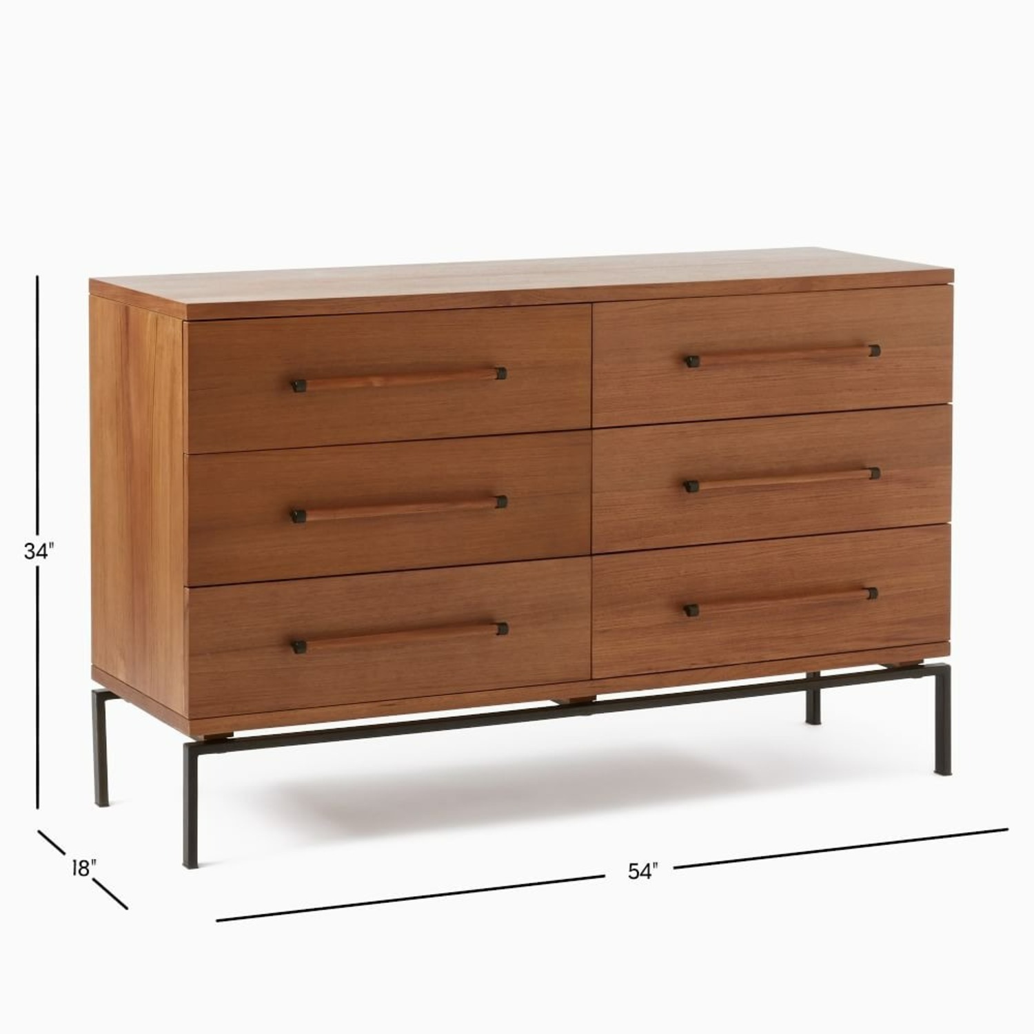 West Elm Nash Teak 6-Drawer 54" Dresser - image-1