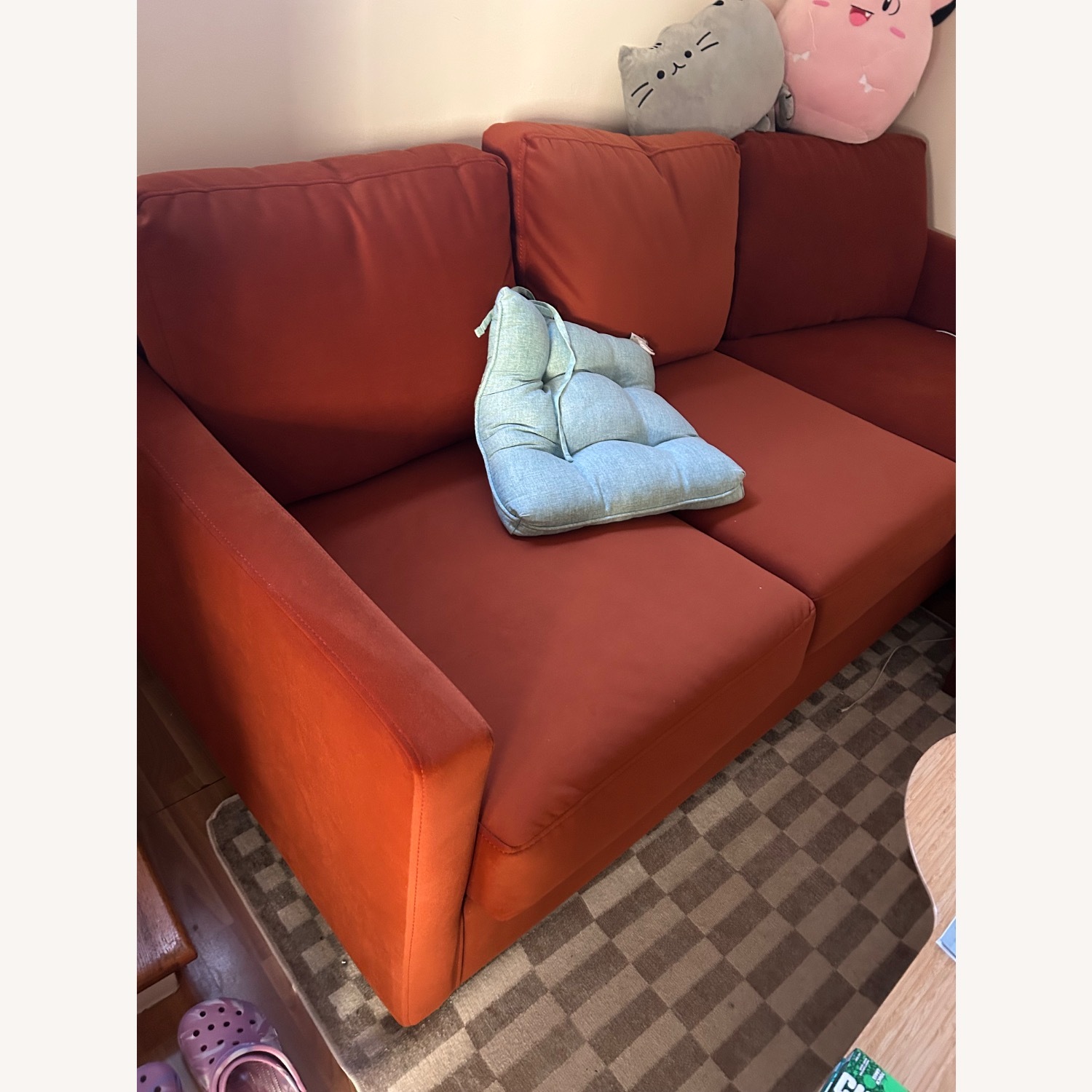 Living Spaces Orange Fabric 3+ Seater Sofa - image-3