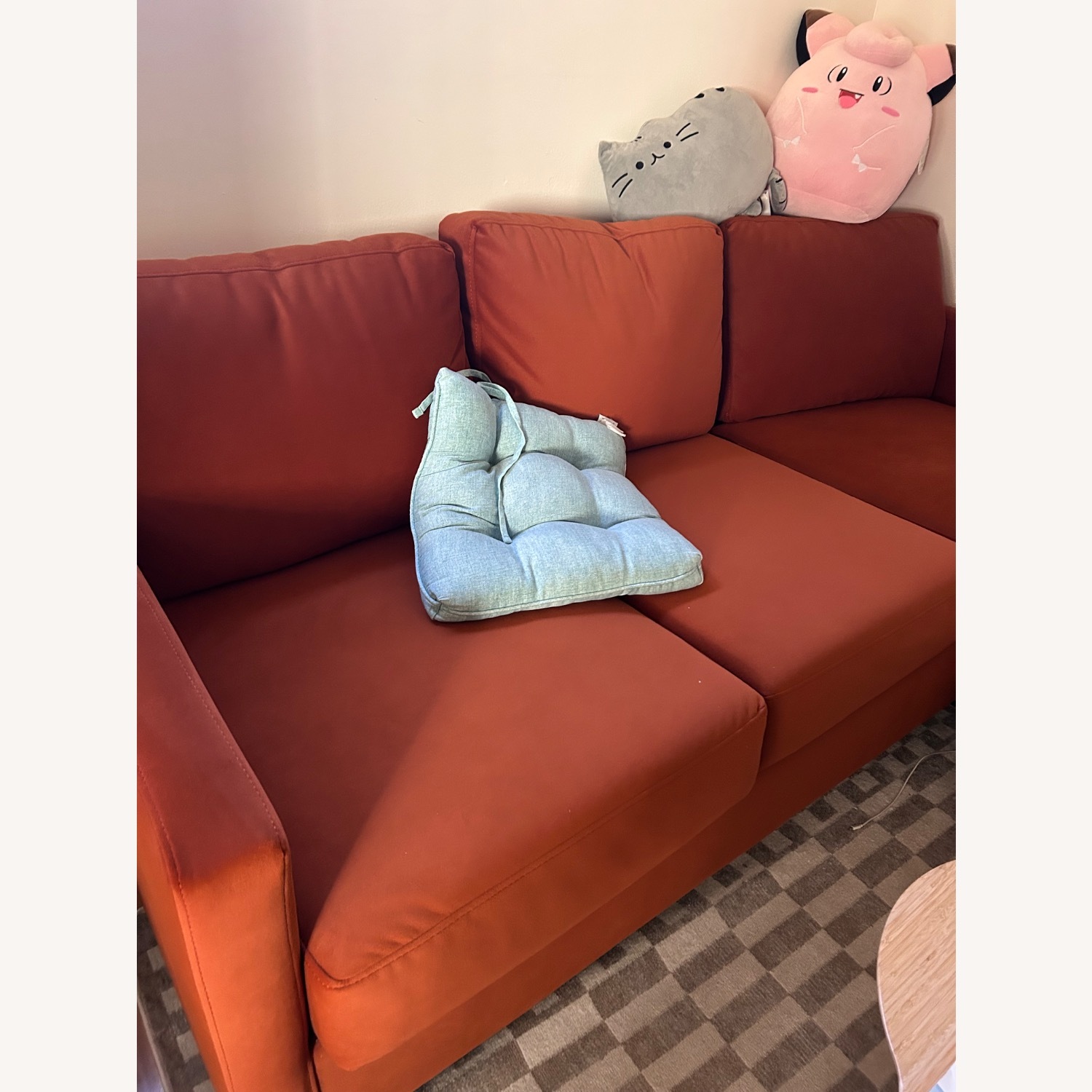 Living Spaces Orange Fabric 3+ Seater Sofa - image-4