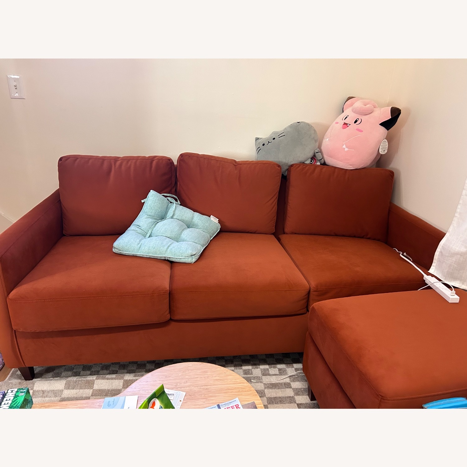 Living Spaces Orange Fabric 3+ Seater Sofa - image-2