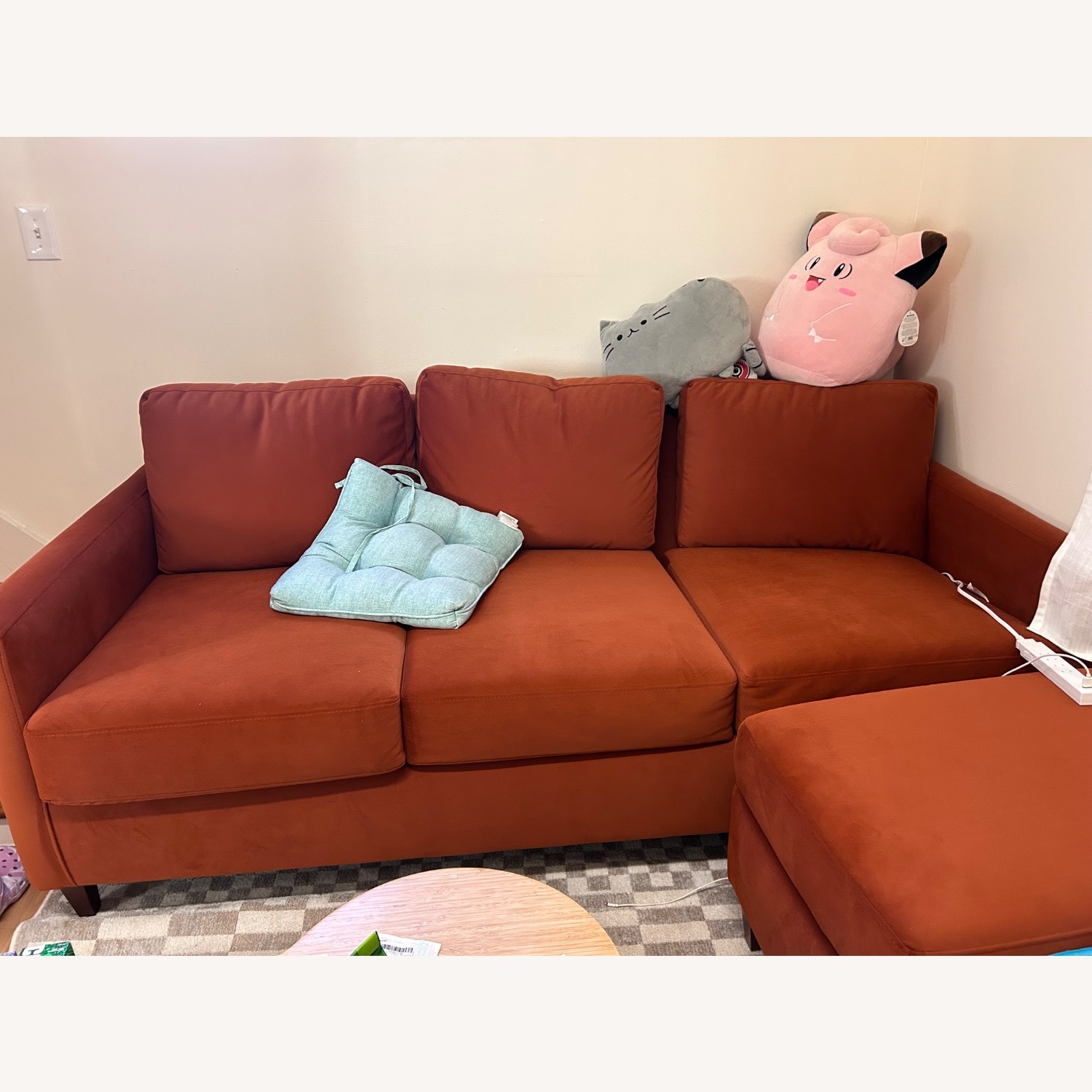 Living Spaces Orange Fabric 3+ Seater Sofa - image-1