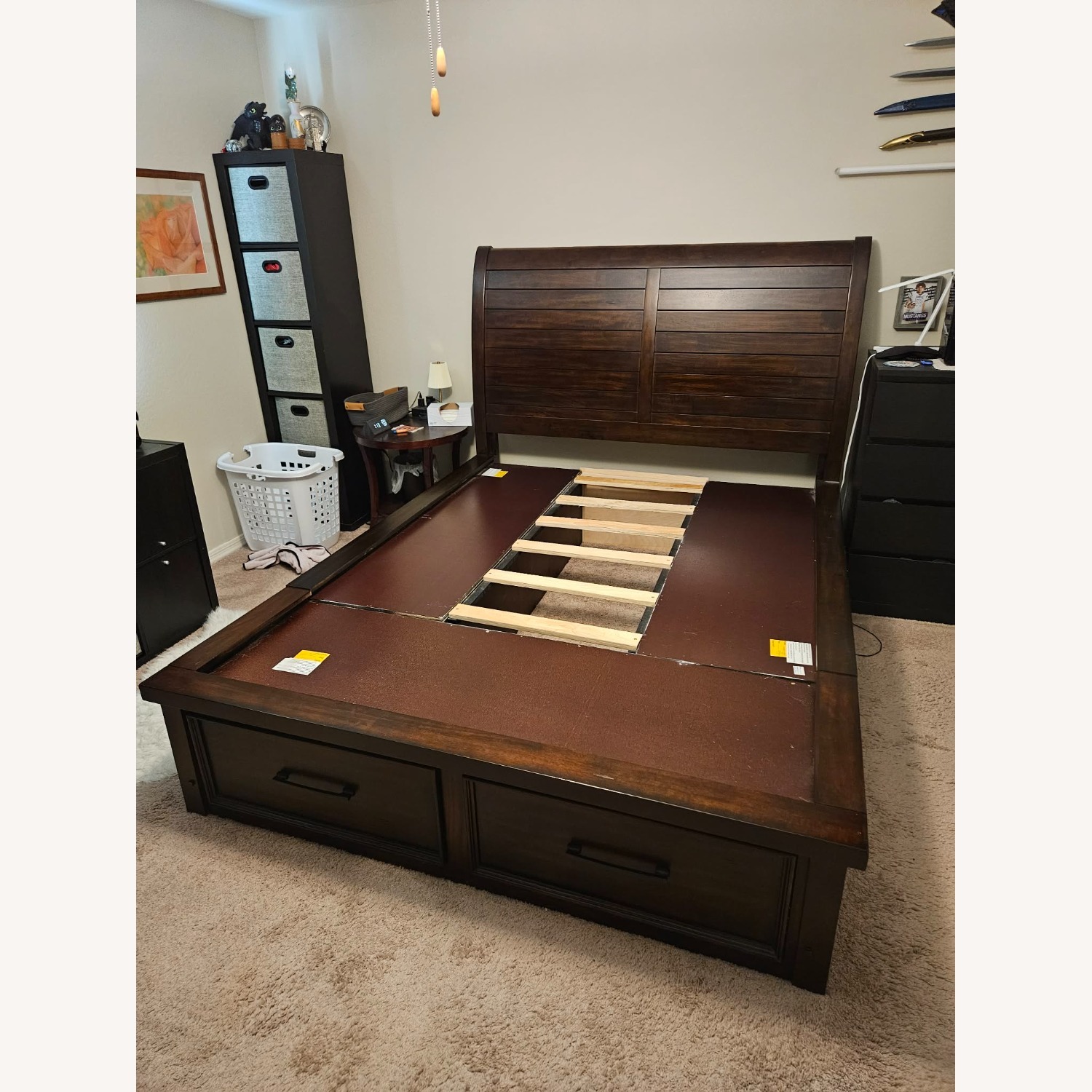 Hudson Furniture Dark Brown Wooden Queen Bed Frame - image-1