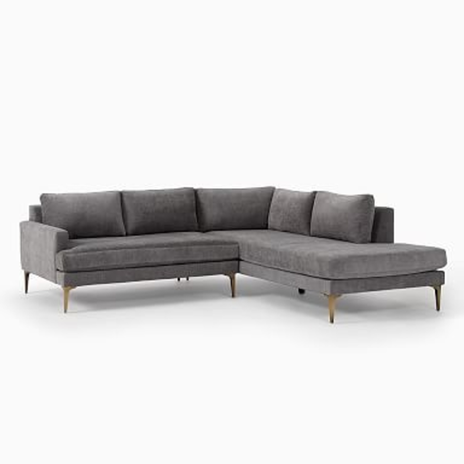 West Elm Andes Dark Gray Fabric 2 Piece Sectional - image-4