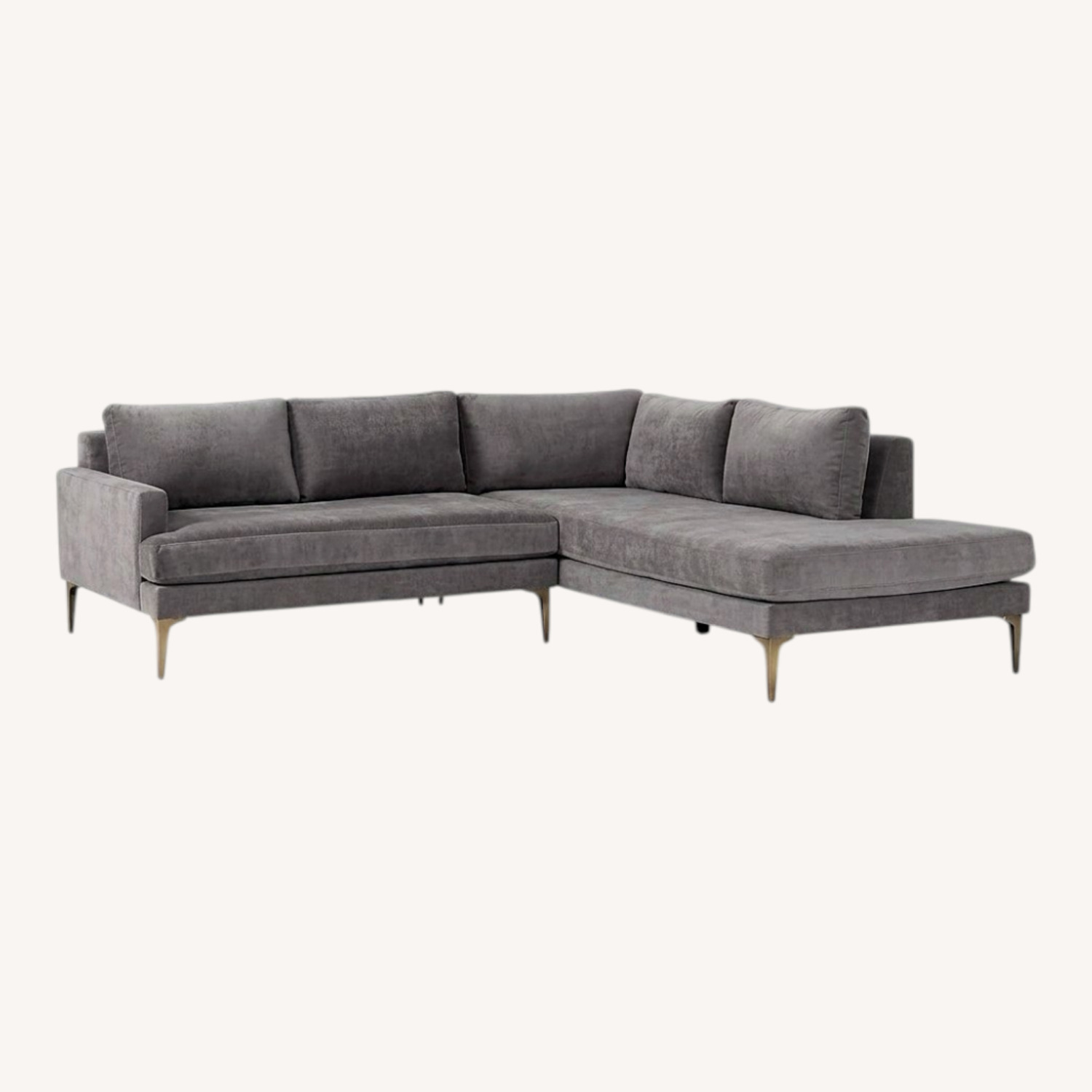 West Elm Andes Dark Gray Fabric 2 Piece Sectional - image-0