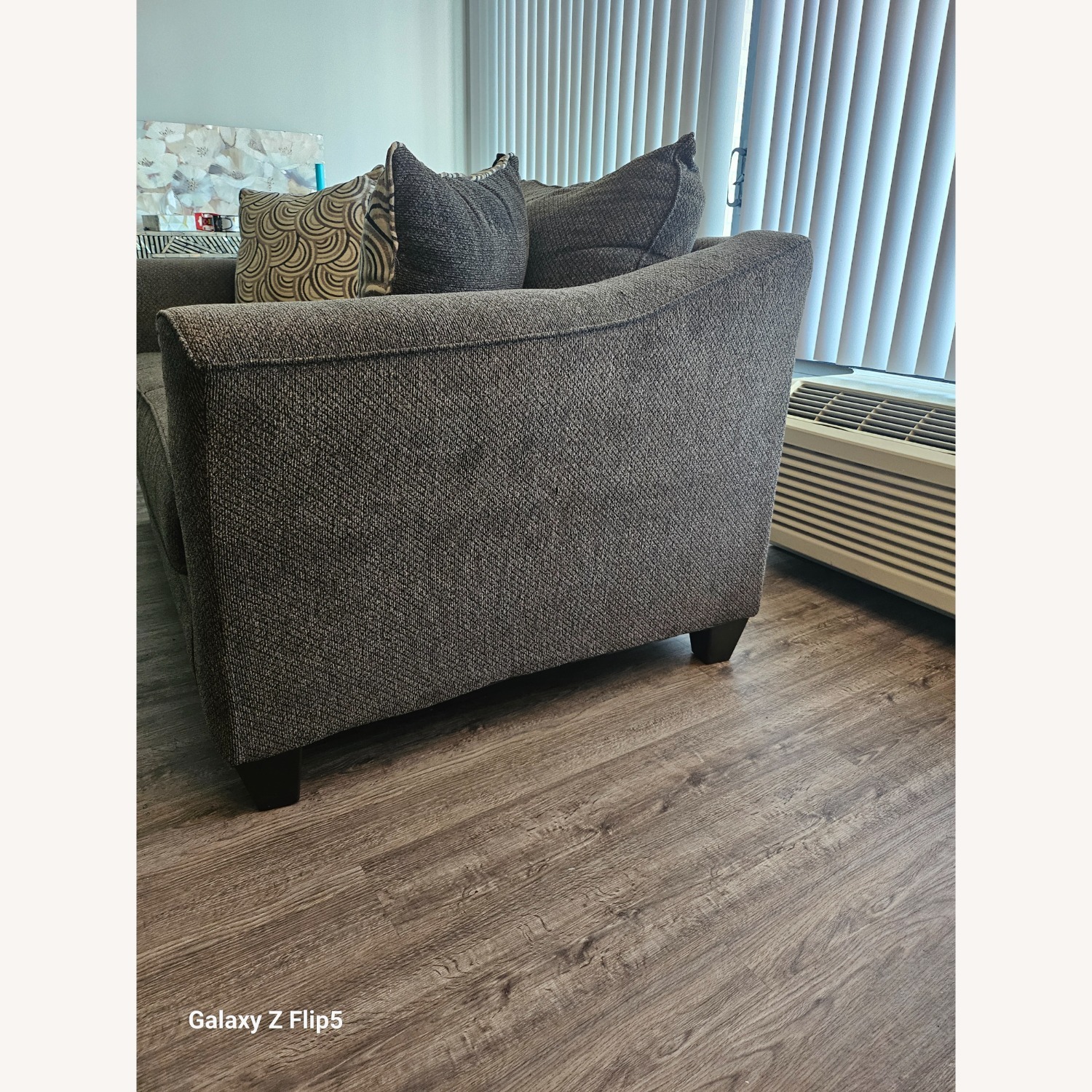Dark Gray Fabric Loveseat - image-4