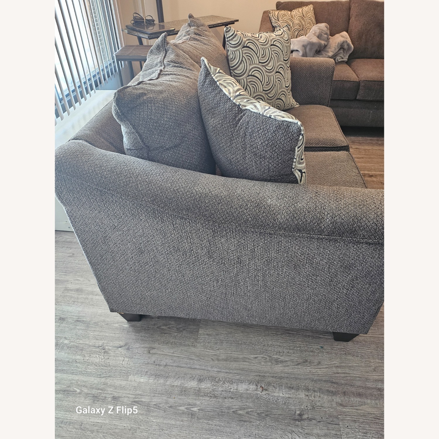 Dark Gray Fabric Loveseat - image-3