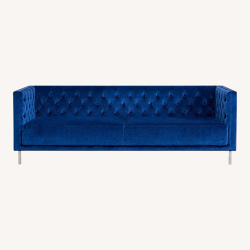 Used CB2 Savile Sofa Blue Velvet Sofa for sale on AptDeco