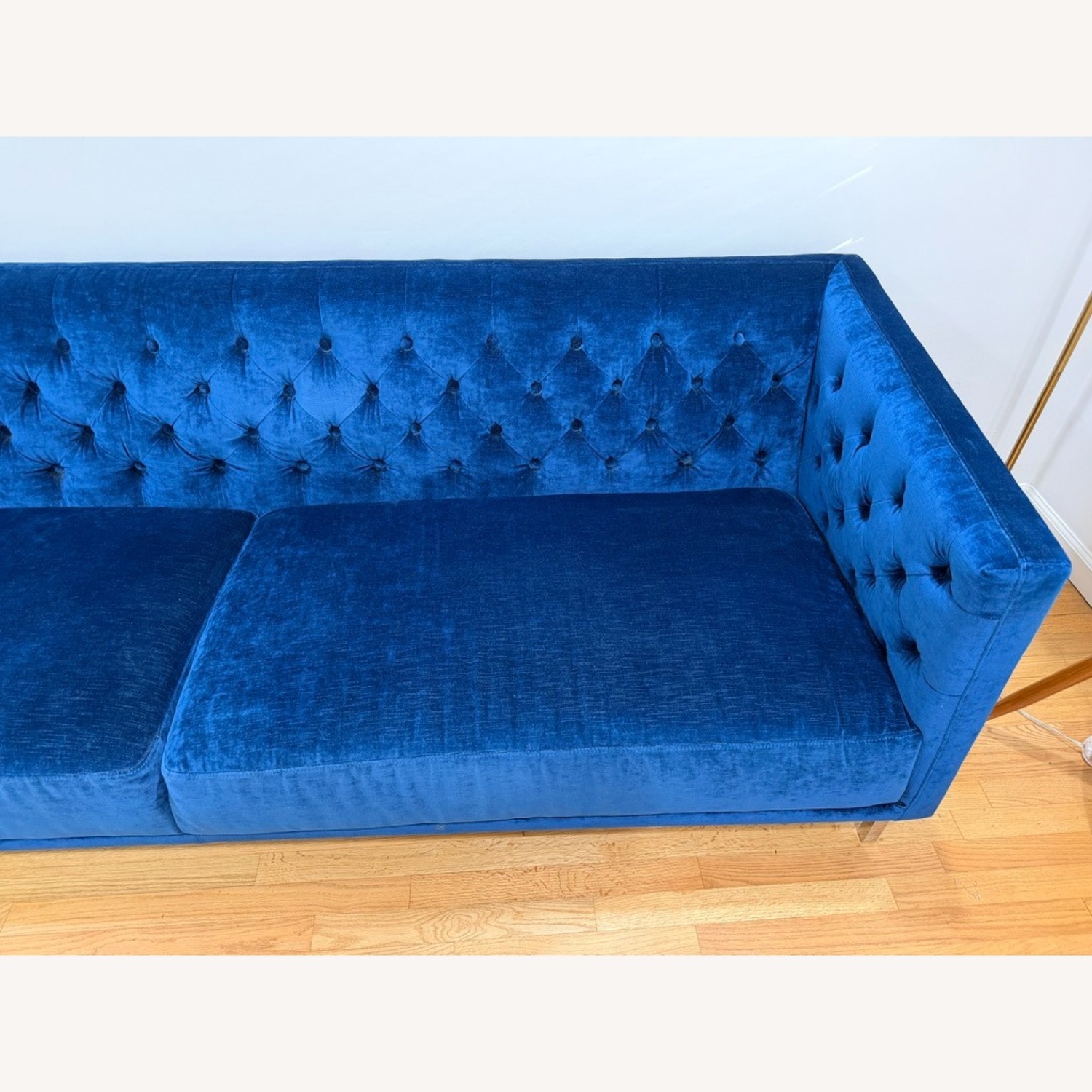 CB2 Savile Sofa Blue Velvet Sofa - image-3