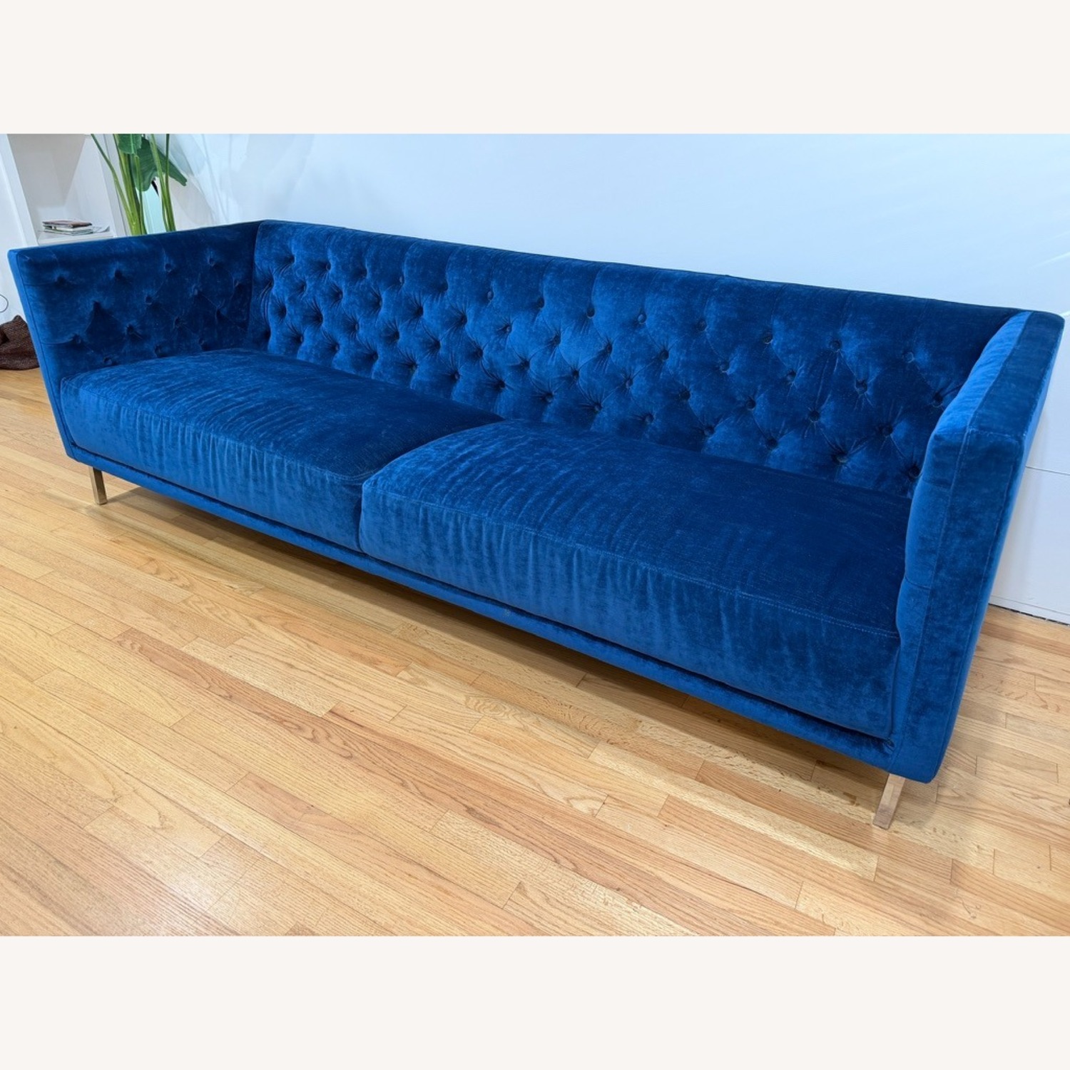CB2 Savile Sofa Blue Velvet Sofa - image-2