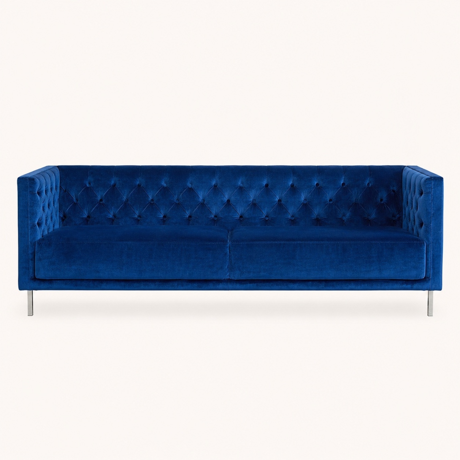 CB2 Savile Sofa Blue Velvet Sofa - image-6