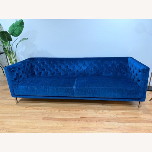 Used CB2 Savile Sofa Blue Velvet Sofa for sale on AptDeco