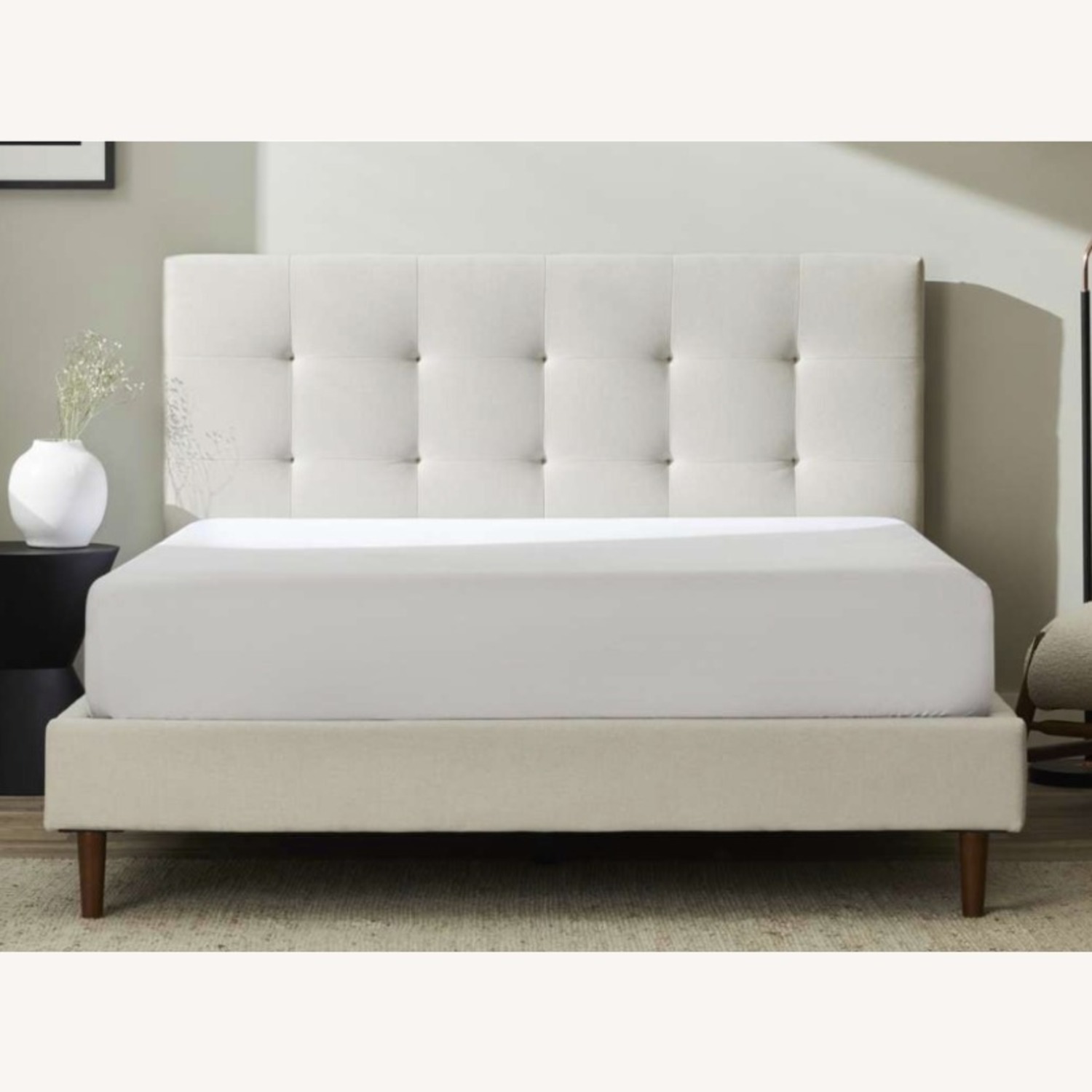 White Fabric Full Bed - image-1