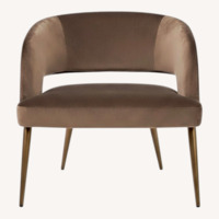 2 Dark Brown Fabric Armchairs