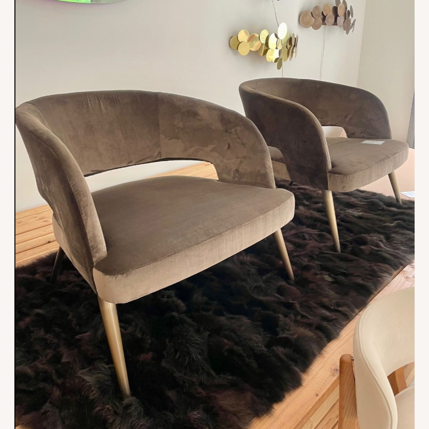 2 Dark Brown Fabric Armchairs - image-3