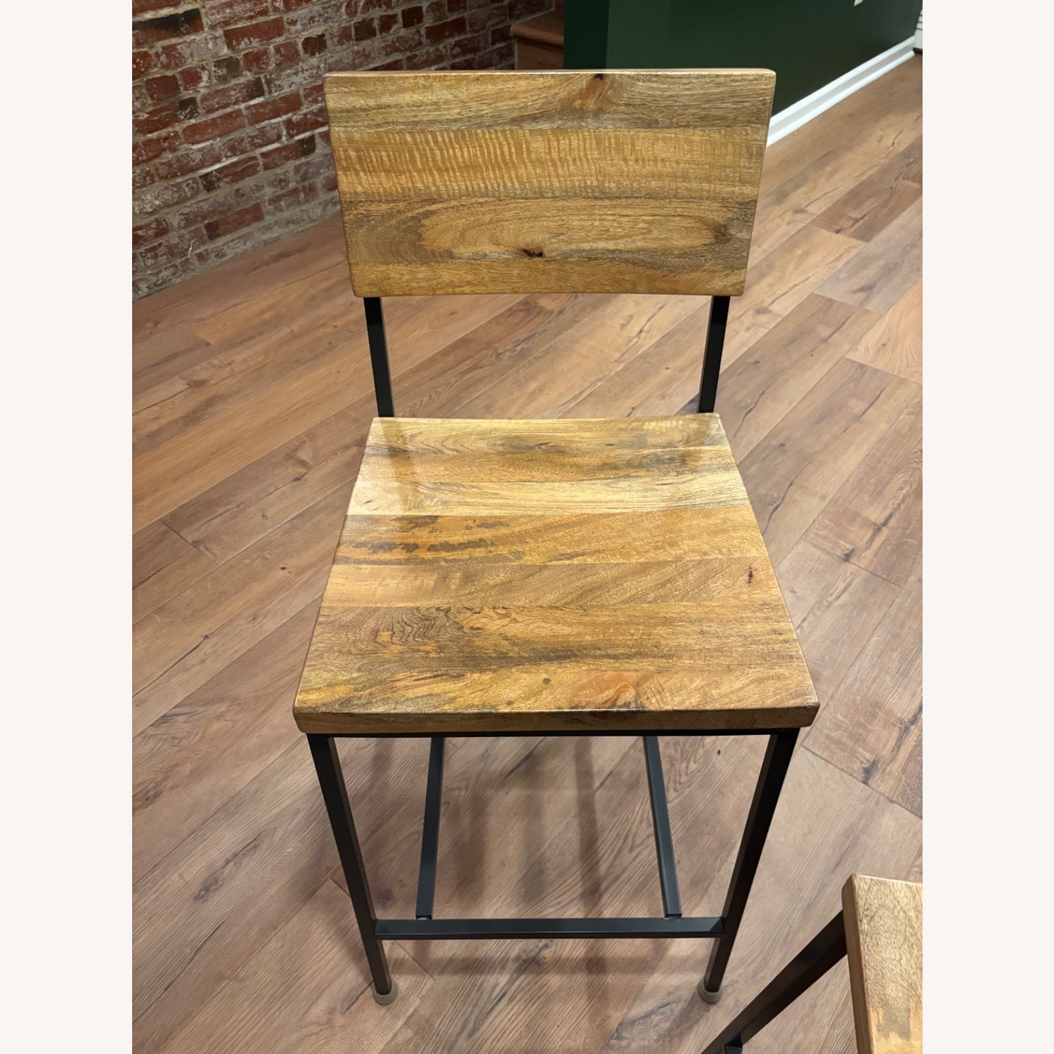 West Elm Rustic Light Brown Wood Stools - image-2
