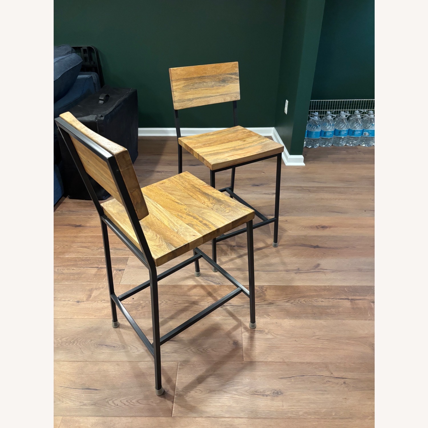 West Elm Rustic Light Brown Wood Stools - image-1