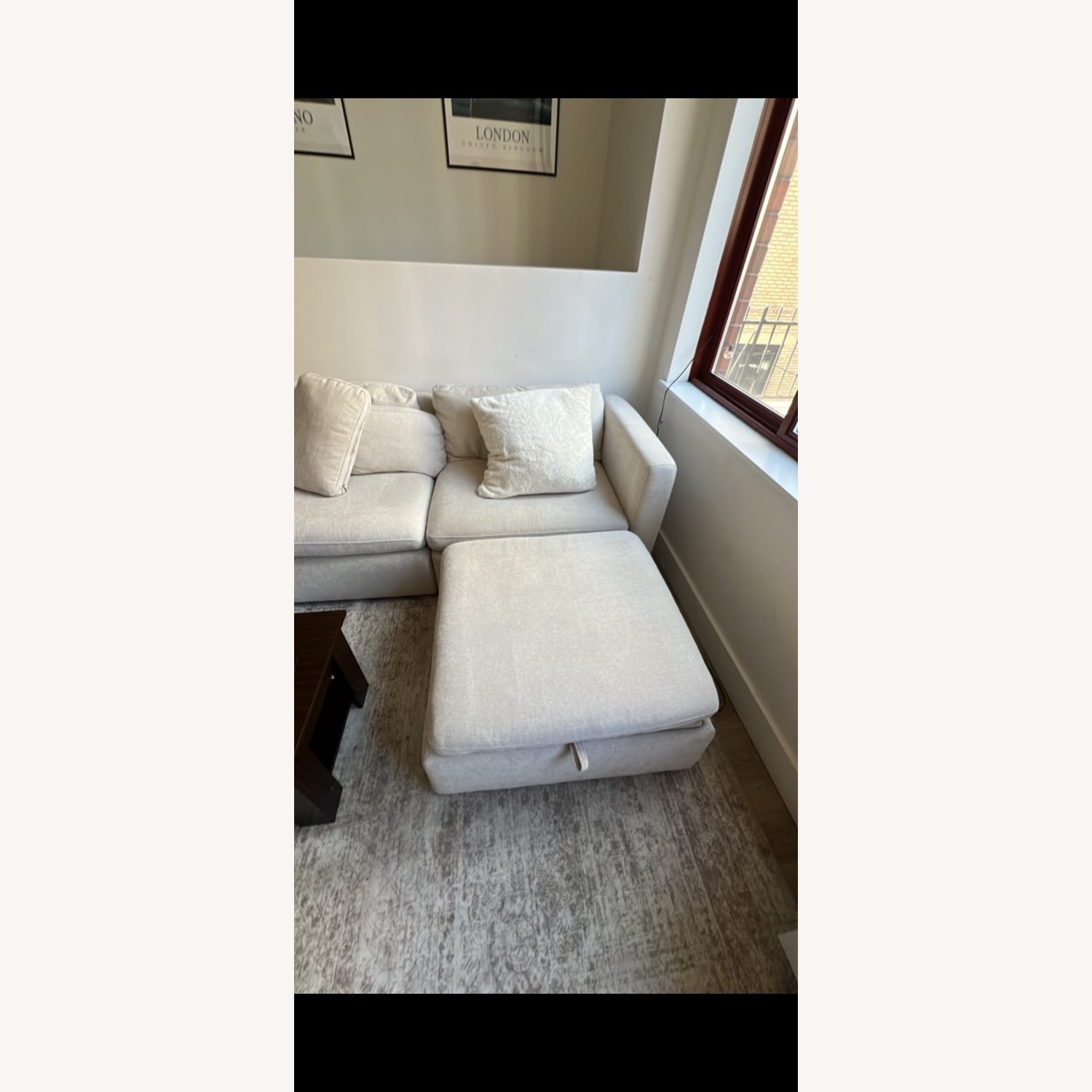 Cream Sectional Sofa with Ottoman - image-1