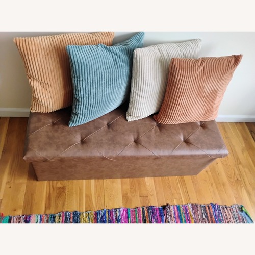 Used Light Brown Faux Leather Ottoman for sale on AptDeco