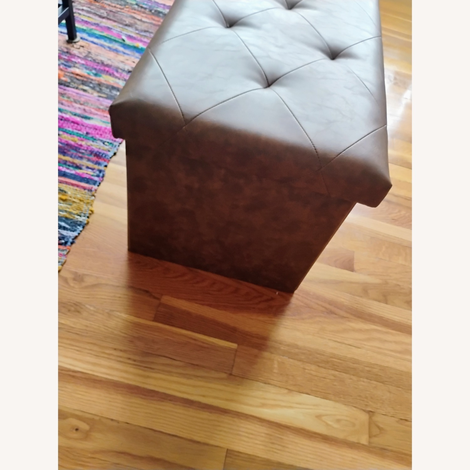Light Brown Faux Leather Ottoman - image-4
