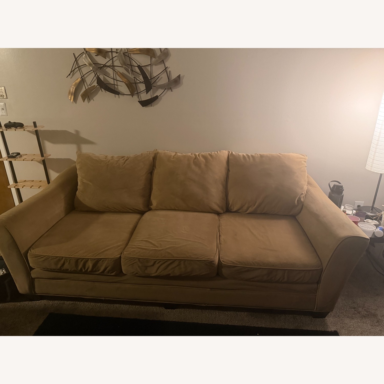 Light Brown Suede 3+ Seater Sofa - image-5