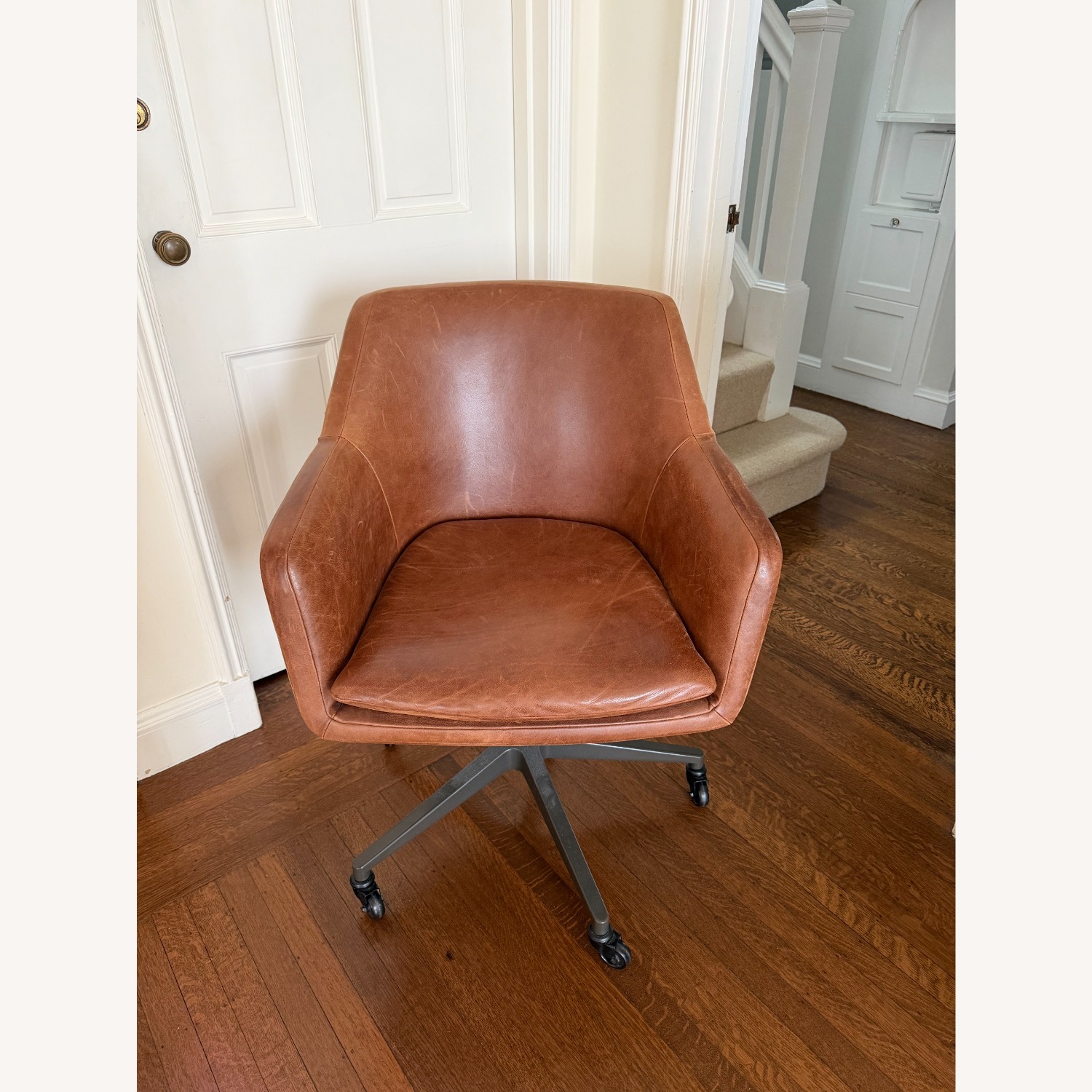 West Elm Helvetica Leather Office Chair - image-3