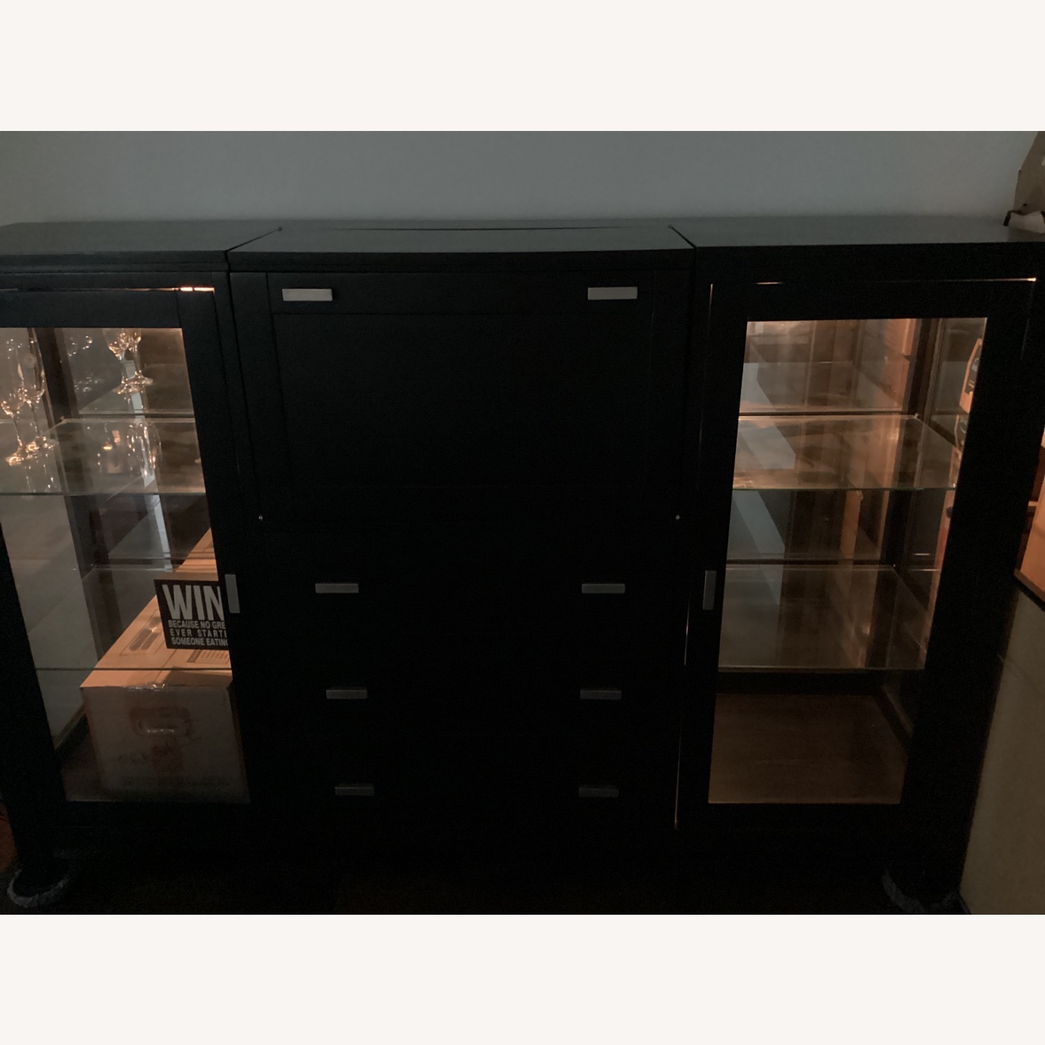 Black Wood Bar Hutch - image-2