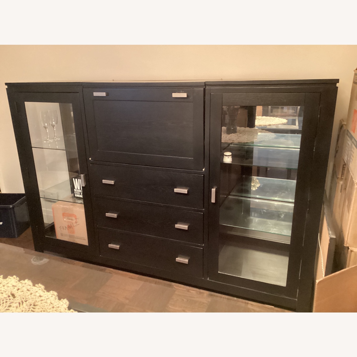 Black Wood Bar Hutch - image-1