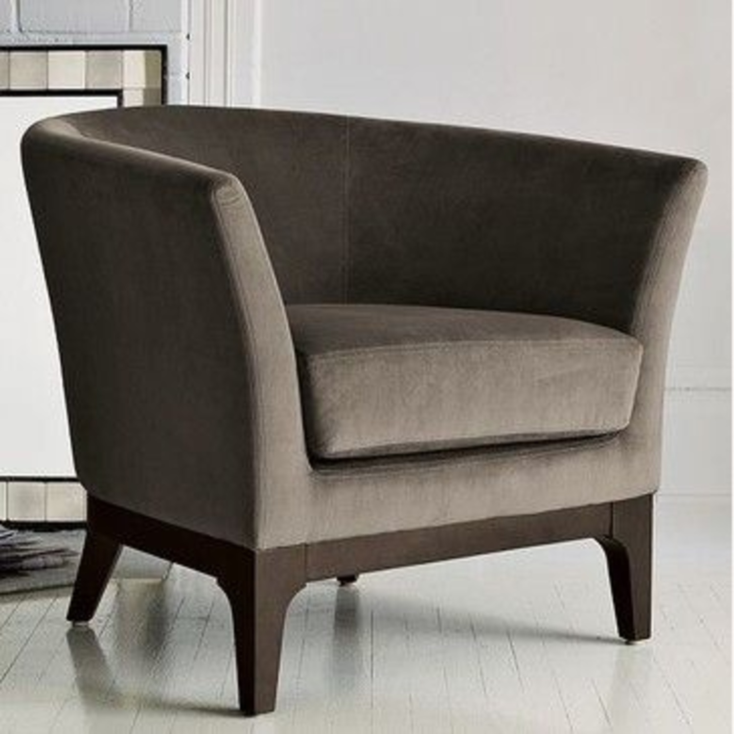 West Elm Tulip Light Gray Velvet Armchair - image-4