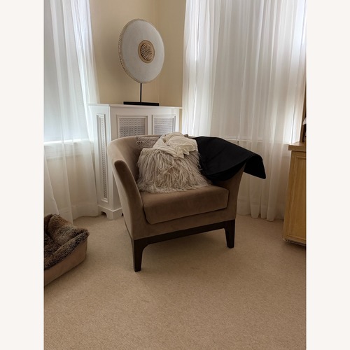 Used West Elm Tulip Light Gray Velvet Armchair for sale on AptDeco