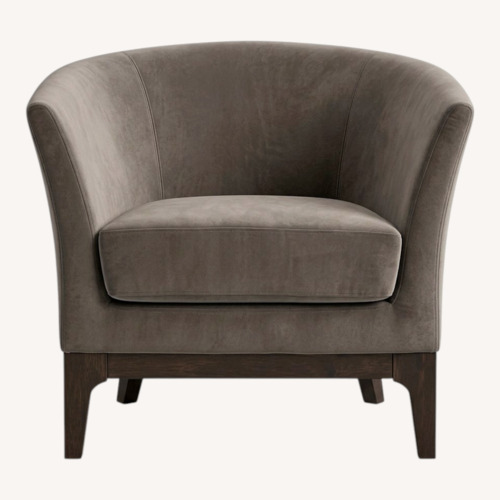Used West Elm Tulip Light Gray Velvet Armchair for sale on AptDeco