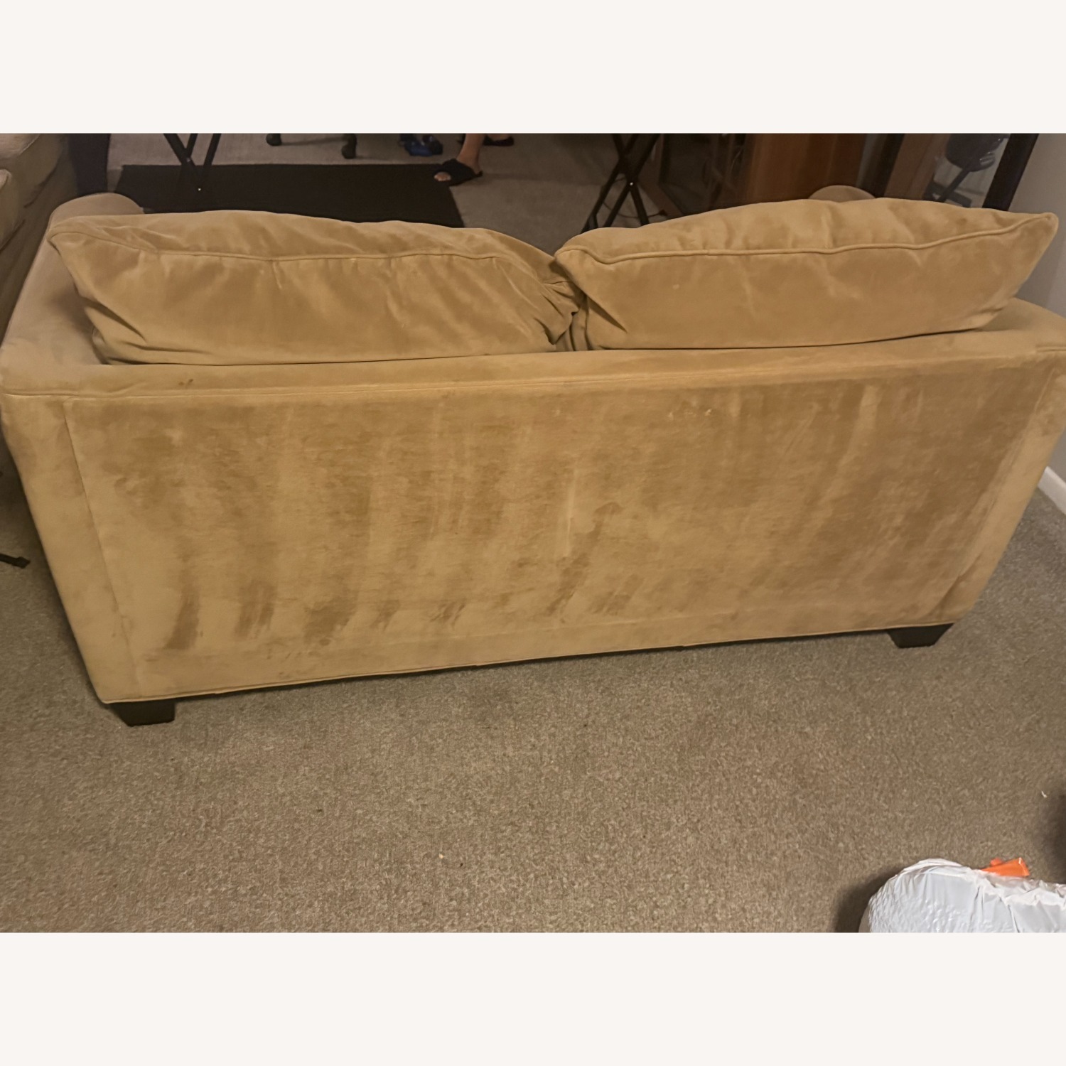 Light Brown Suede Loveseat - image-2