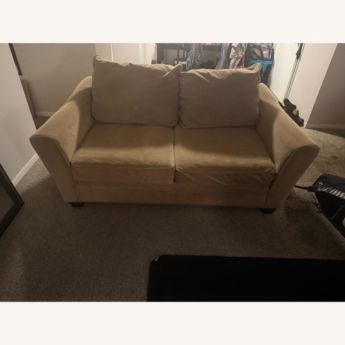 Used Light Brown Suede Loveseat for sale on AptDeco