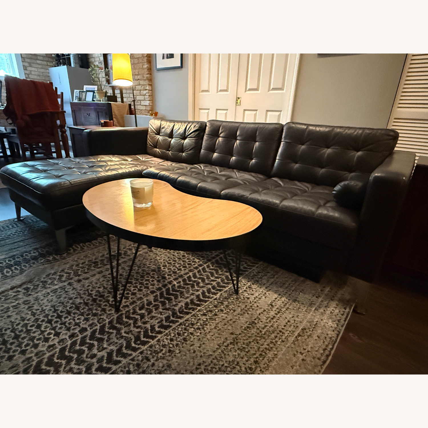 IKEA KARLSTAD Dark Brown Faux Leather 2 Piece Sectional - image-5