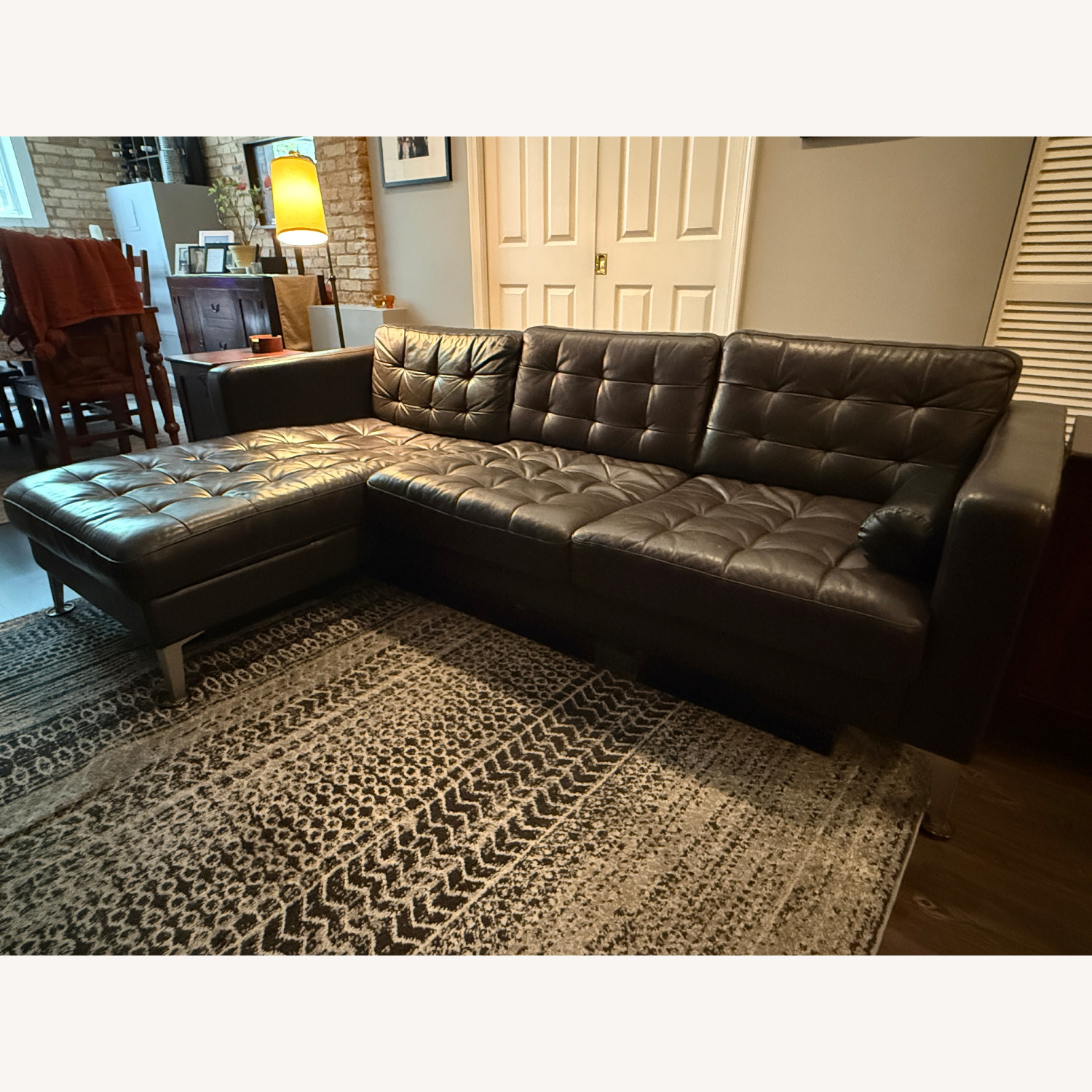IKEA KARLSTAD Dark Brown Faux Leather 2 Piece Sectional - image-1