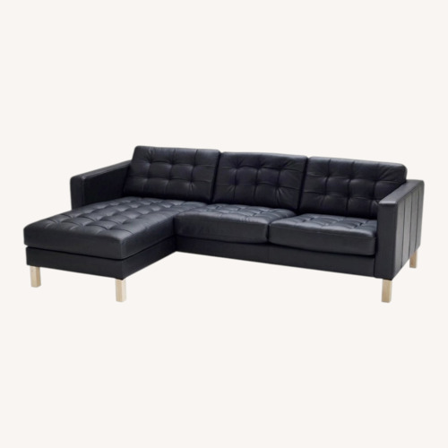 Used IKEA KARLSTAD Dark Brown Faux Leather 2 Piece Sectional for sale on AptDeco