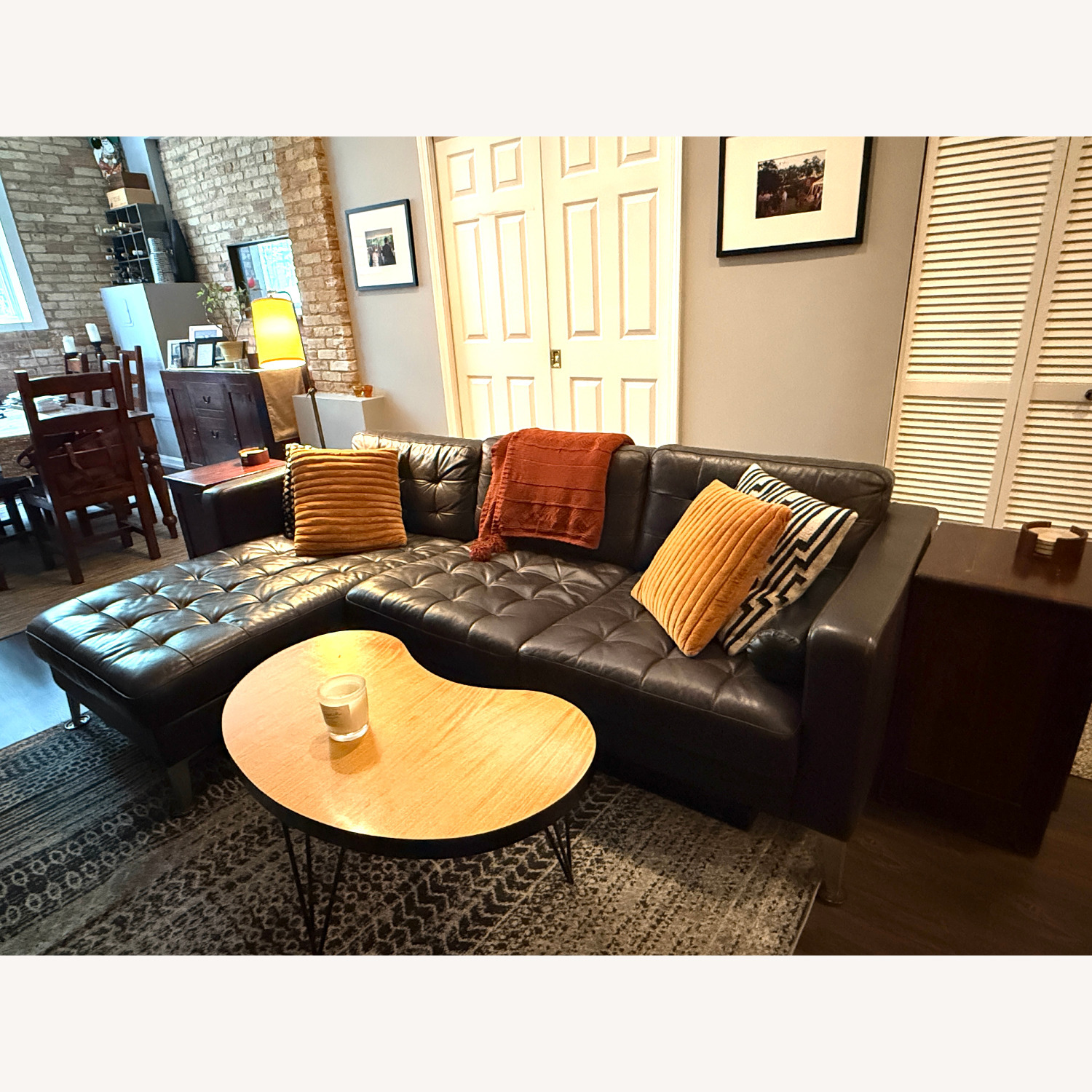 IKEA KARLSTAD Dark Brown Faux Leather 2 Piece Sectional - image-2