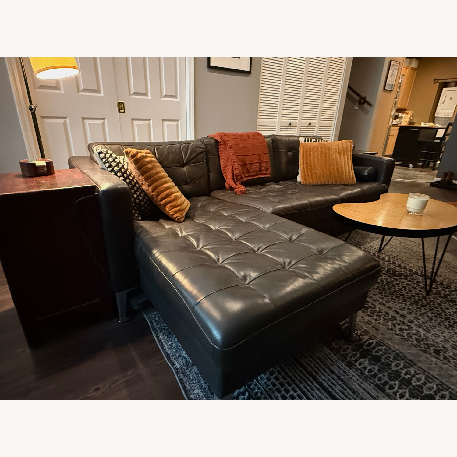 IKEA KARLSTAD Dark Brown Faux Leather 2 Piece Sectional - image-3