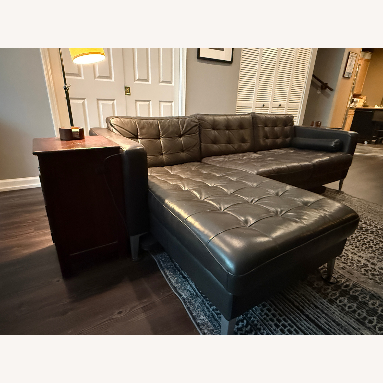 IKEA KARLSTAD Dark Brown Faux Leather 2 Piece Sectional - image-4