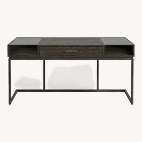 Used Modern Dark Wood & Glass Console Table with Drawer for sale on AptDeco