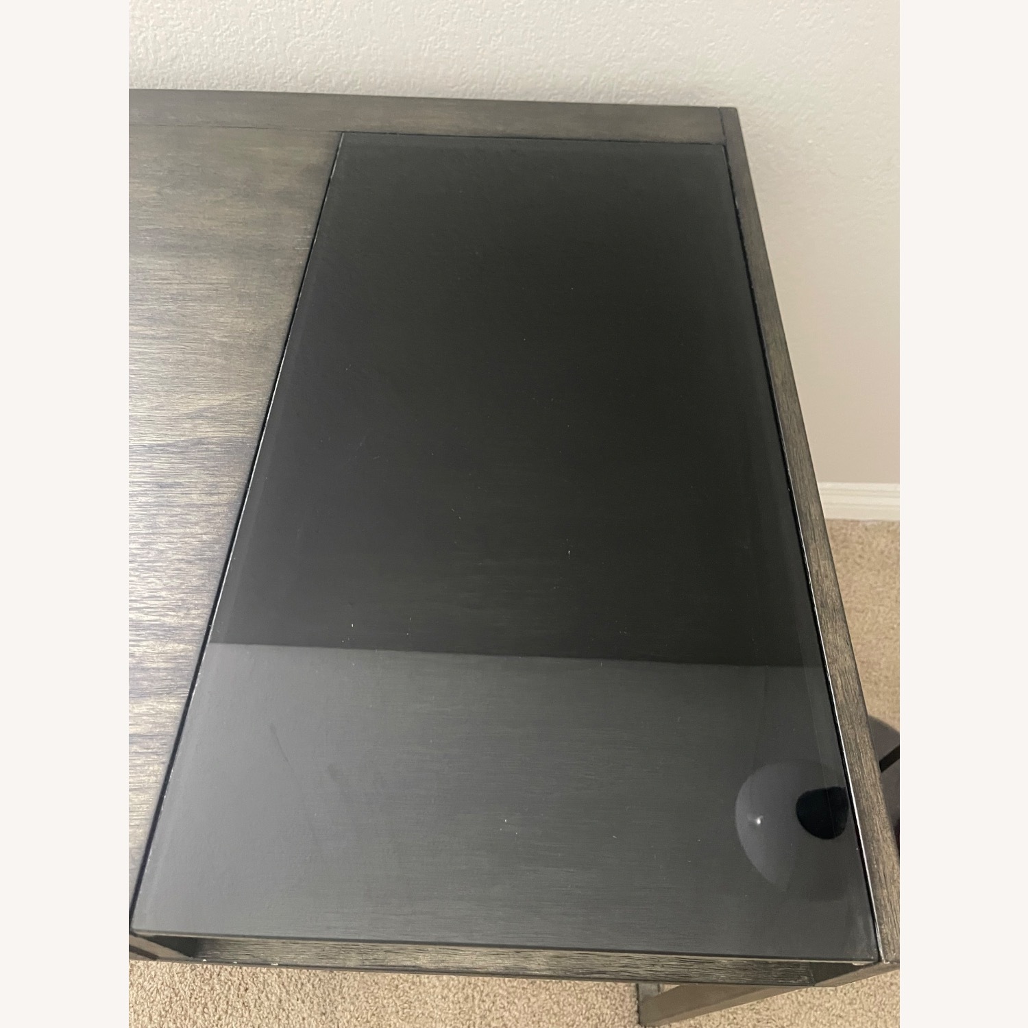 Modern Dark Wood & Glass Console Table with Drawer - image-4