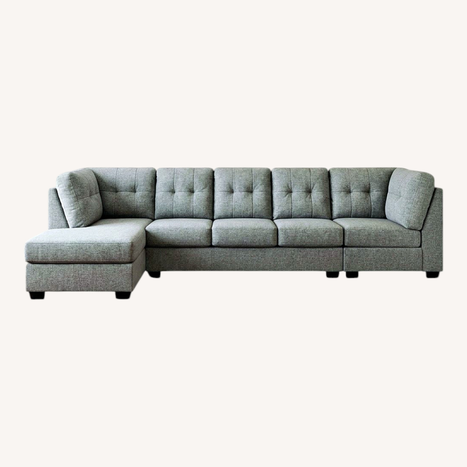 Large Gray Sectional Sofa with Chaise Lounge - image-0