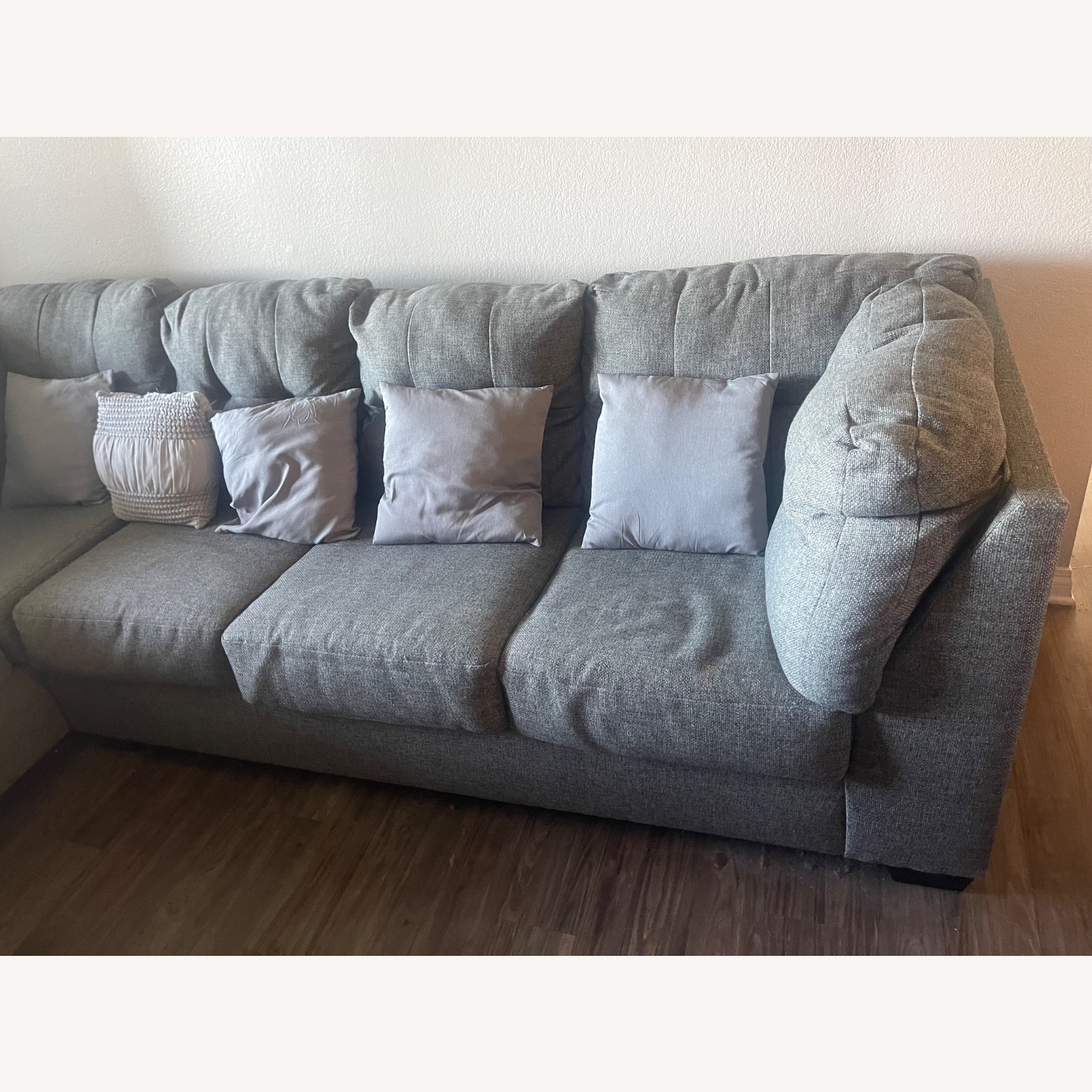 Large Gray Sectional Sofa with Chaise Lounge - image-5