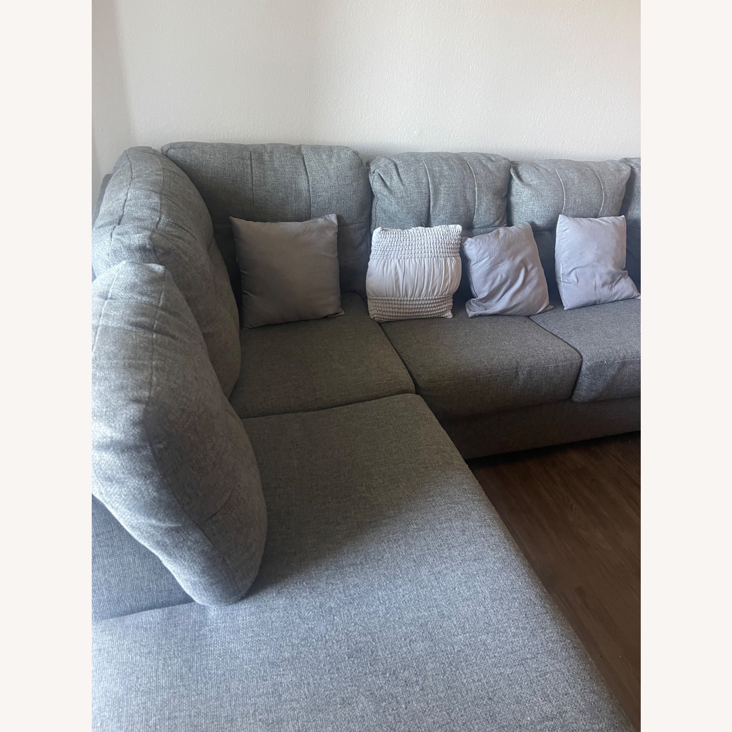 Large Gray Sectional Sofa with Chaise Lounge - image-2