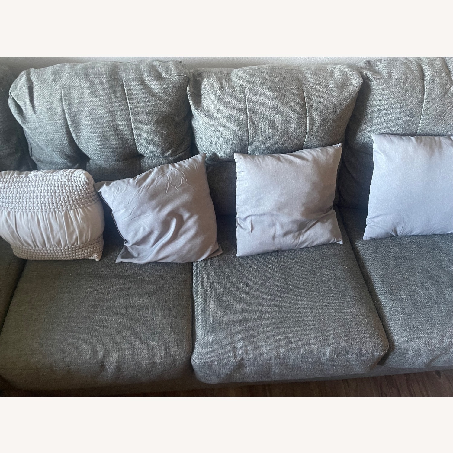 Large Gray Sectional Sofa with Chaise Lounge - image-8