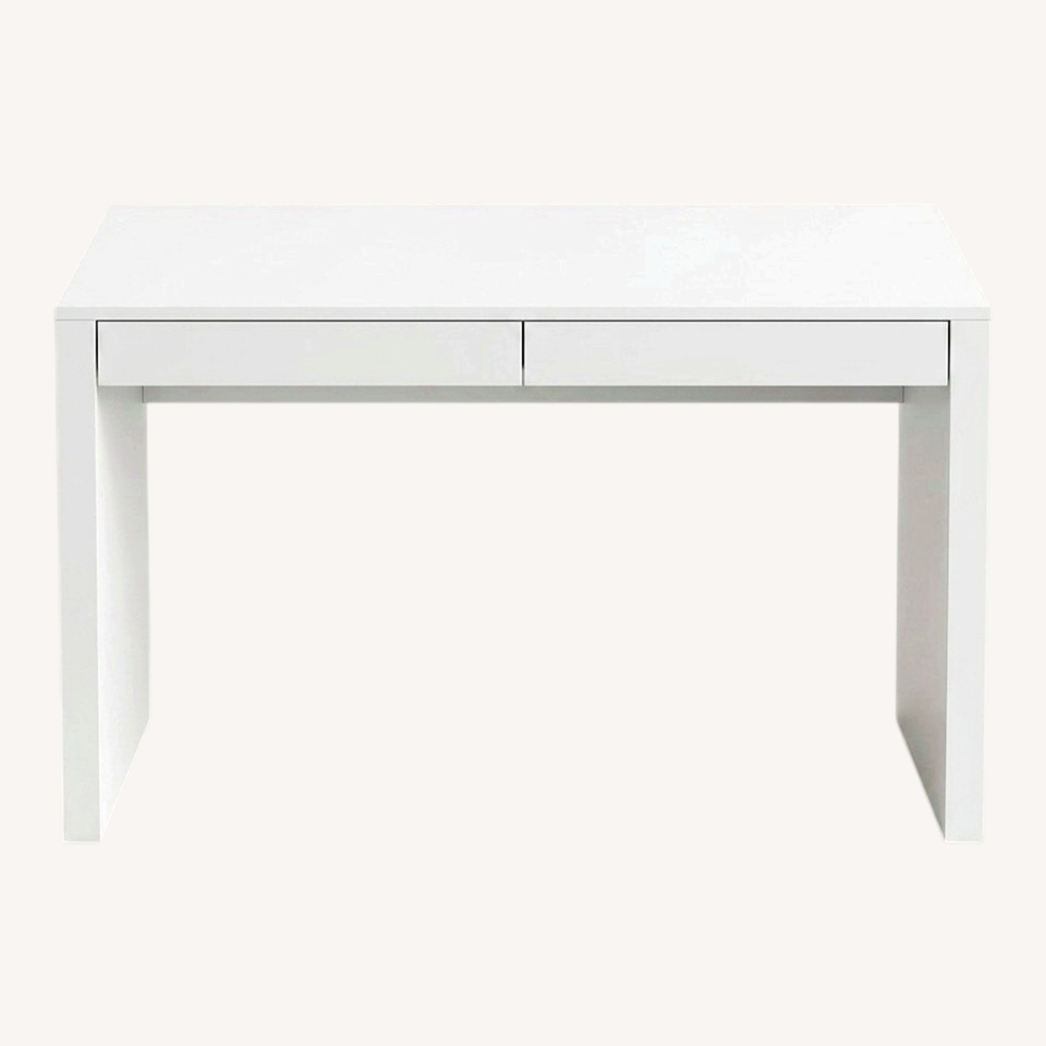 Modern White Writing Desk with Storage - image-0