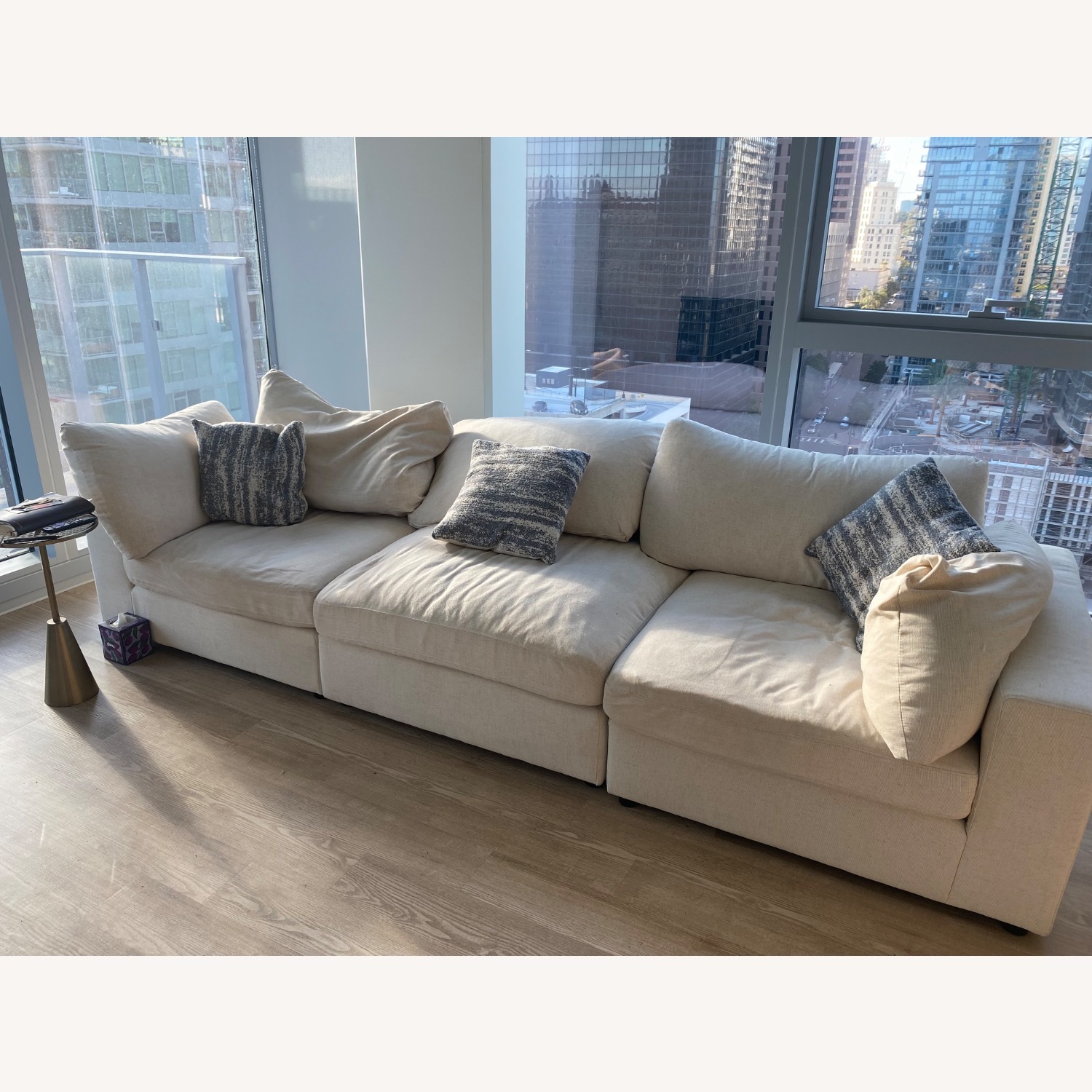 Linen Cream Sofa - image-1