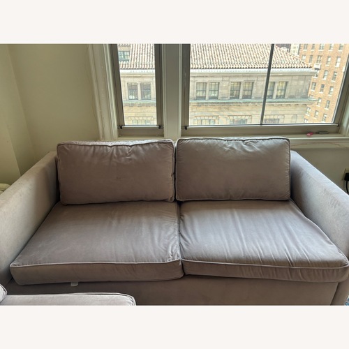 Used West Elm Harris Mauve Velvet Harris Sofa for sale on AptDeco