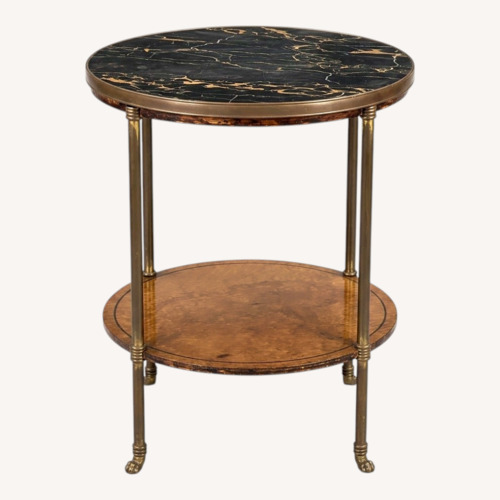 Used Two Tiered Marble and Wood End Table for sale on AptDeco