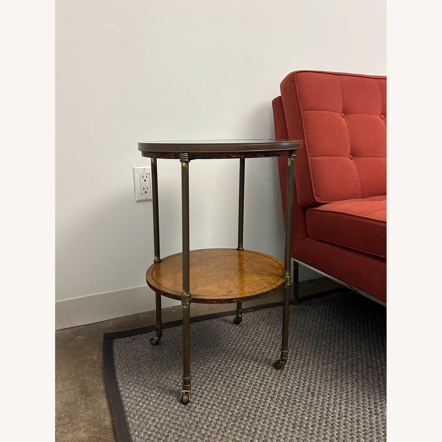 Two Tiered Marble and Wood End Table - image-2